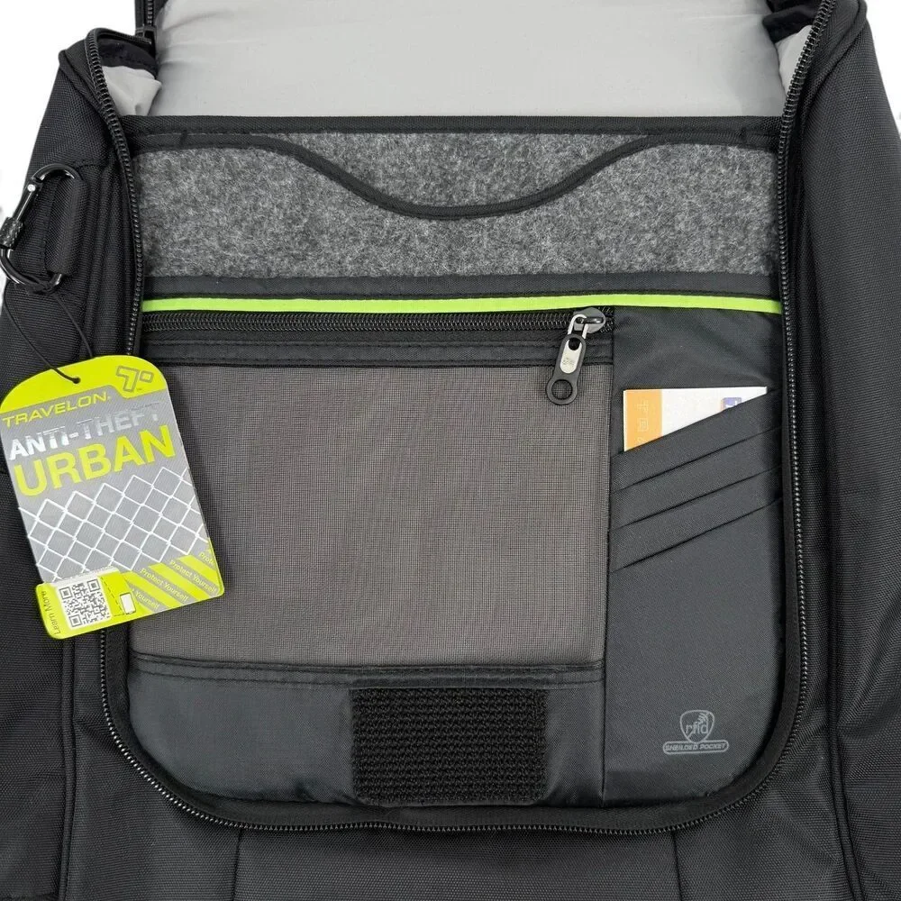 NEW Travelon Anti-Theft Urban Slim-Line Travel Backpack Black